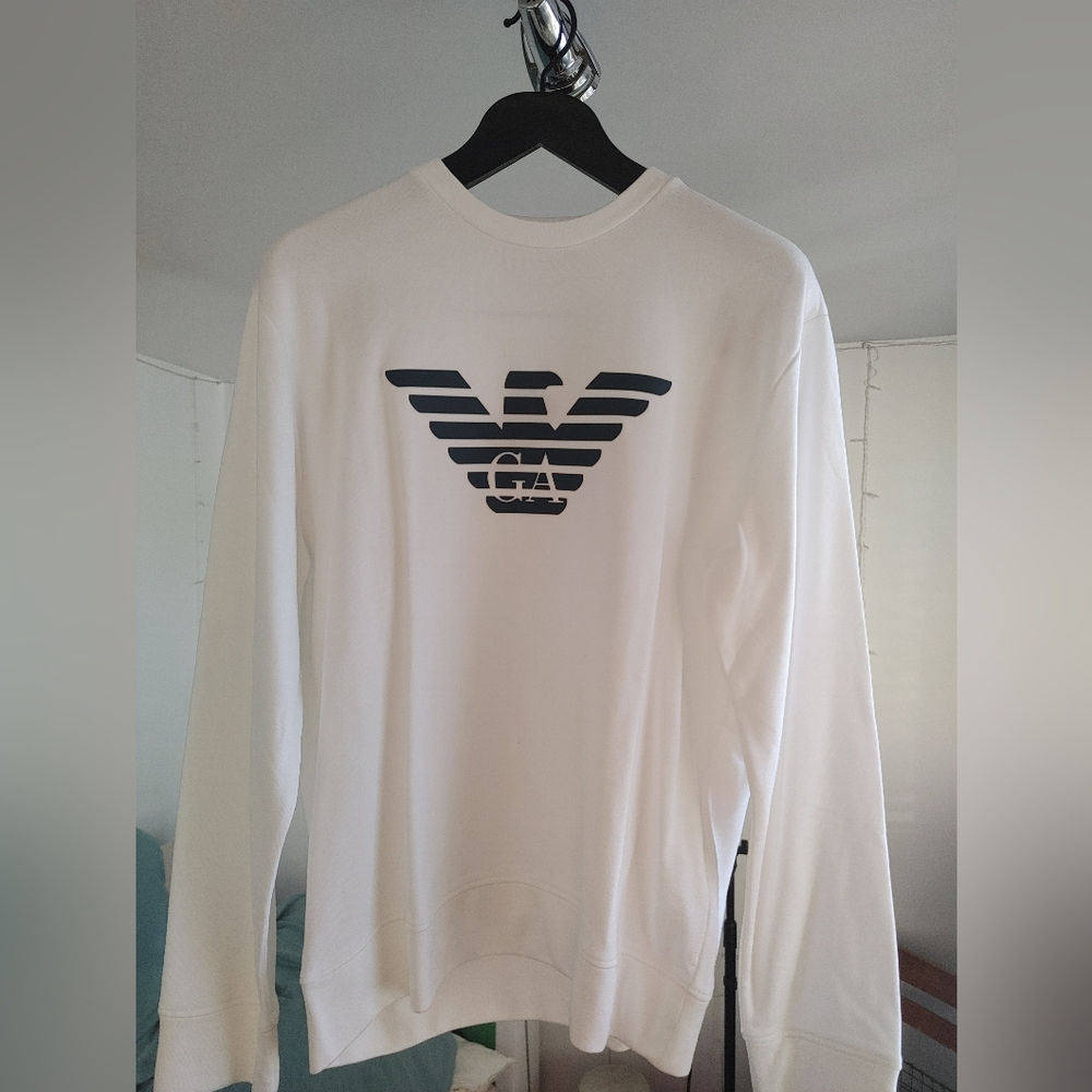 Emporio Armani Men's White Crewneck Sweater